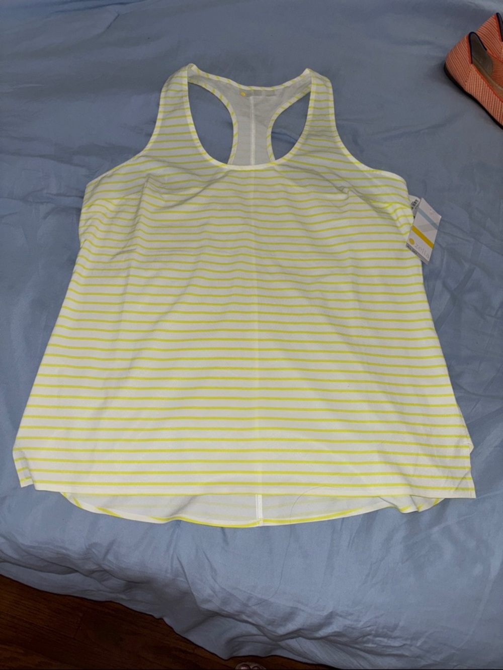 Zella striped All Day Women’s Sleeveless Striped Racerback Tank - Yellow/White L
